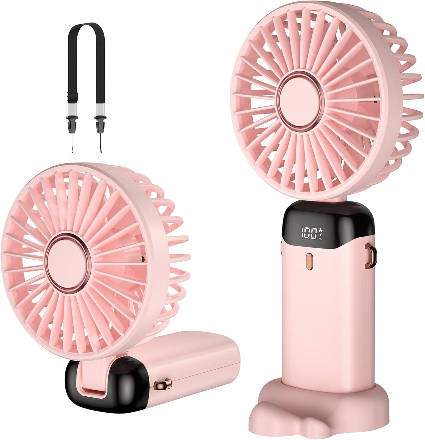 Digital Display 5-in-1 Portable Mini Fan | USB-C Rechargeable Handheld Fan (Random Color)