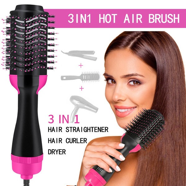 4-in-1 One Step Hot Air Brush | Hair Dryer, Straightener, Curler & Volumizer for Salon-Style Hair