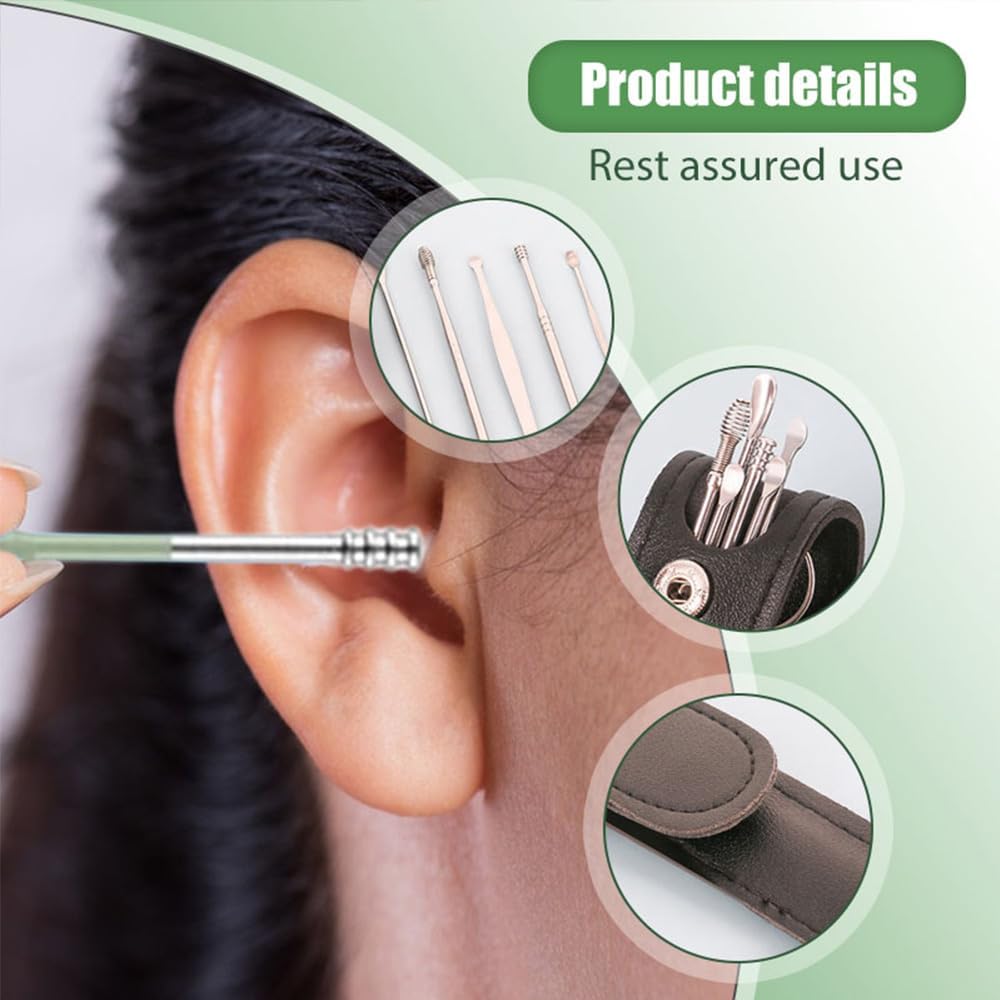 Professional Ear Cleaner Kit with PU Leather Case | Stainless Steel Earwax Removal Tools