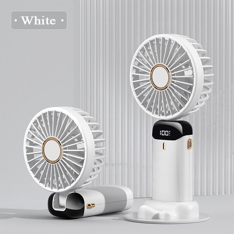 Digital Display 5-in-1 Portable Mini Fan | USB-C Rechargeable Handheld Fan (Random Color)