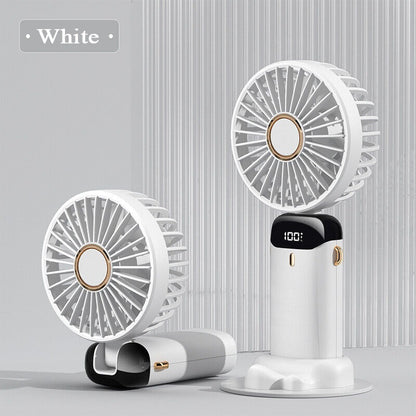 Digital Display 5-in-1 Portable Mini Fan | USB-C Rechargeable Handheld Fan (Random Color)