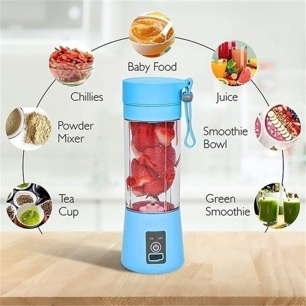 Portable USB Rechargeable Personal Blender | 6-Blade Mini Smoothie Maker & Juice Blender (Random Color)