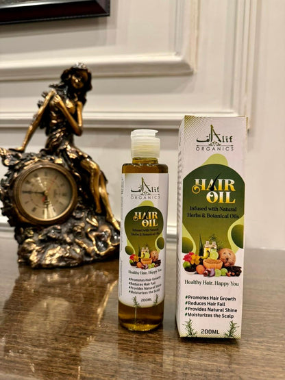 Alif Organics Natural Hair Oil 200ML | Herbal Hair Growth Oil for Hair Fall Control