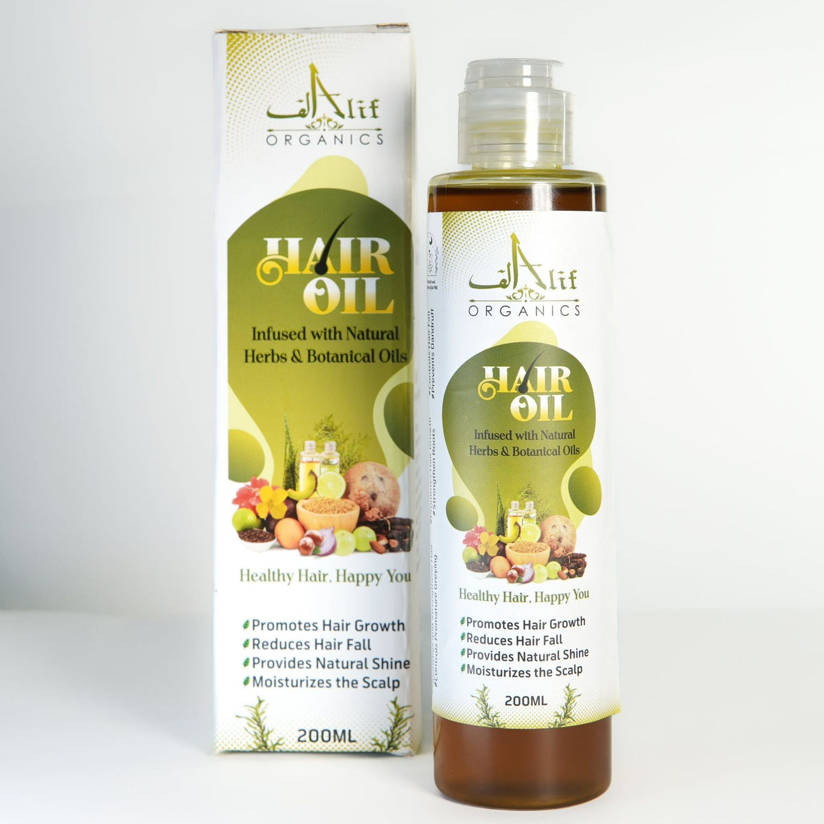 Alif Organics Natural Hair Oil 200ML | Herbal Hair Growth Oil for Hair Fall Control