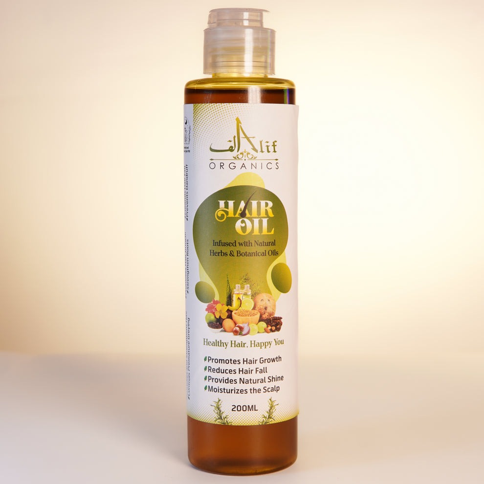 Alif Organics Natural Hair Oil 200ML | Herbal Hair Growth Oil for Hair Fall Control