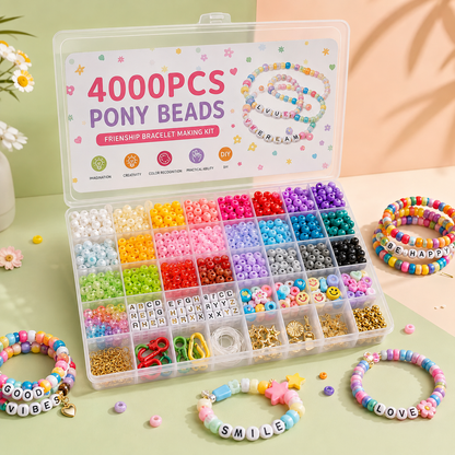 4000PCS Pony Beads Friendship Bracelet Making Kit