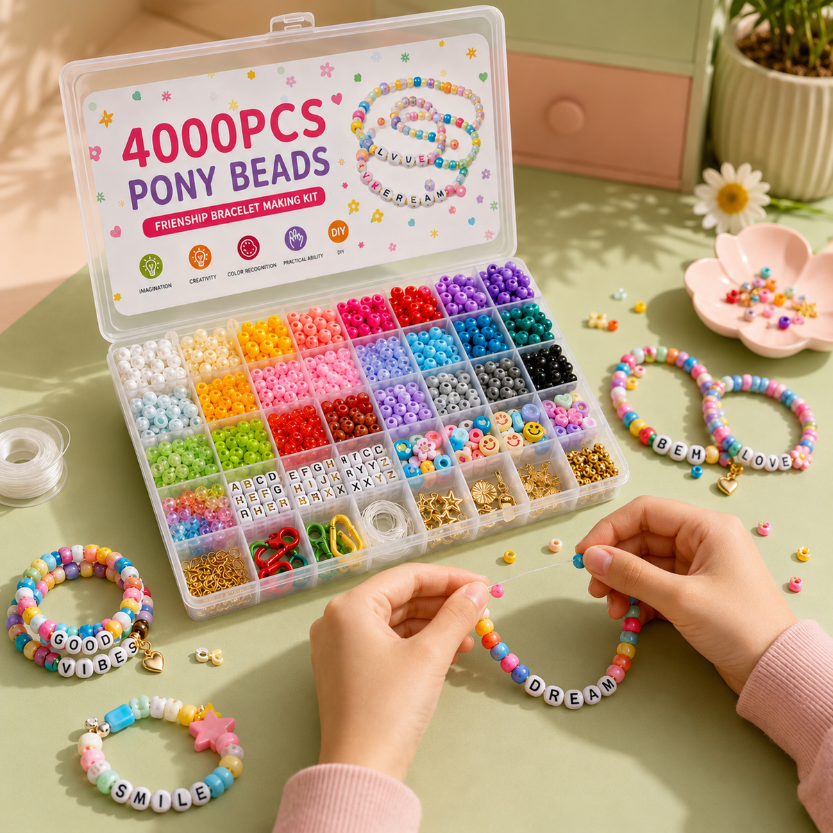 4000PCS Pony Beads Friendship Bracelet Making Kit