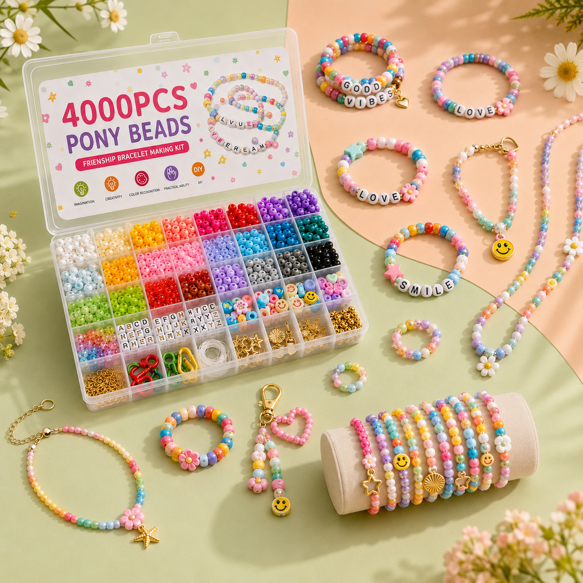 4000PCS Pony Beads Friendship Bracelet Making Kit