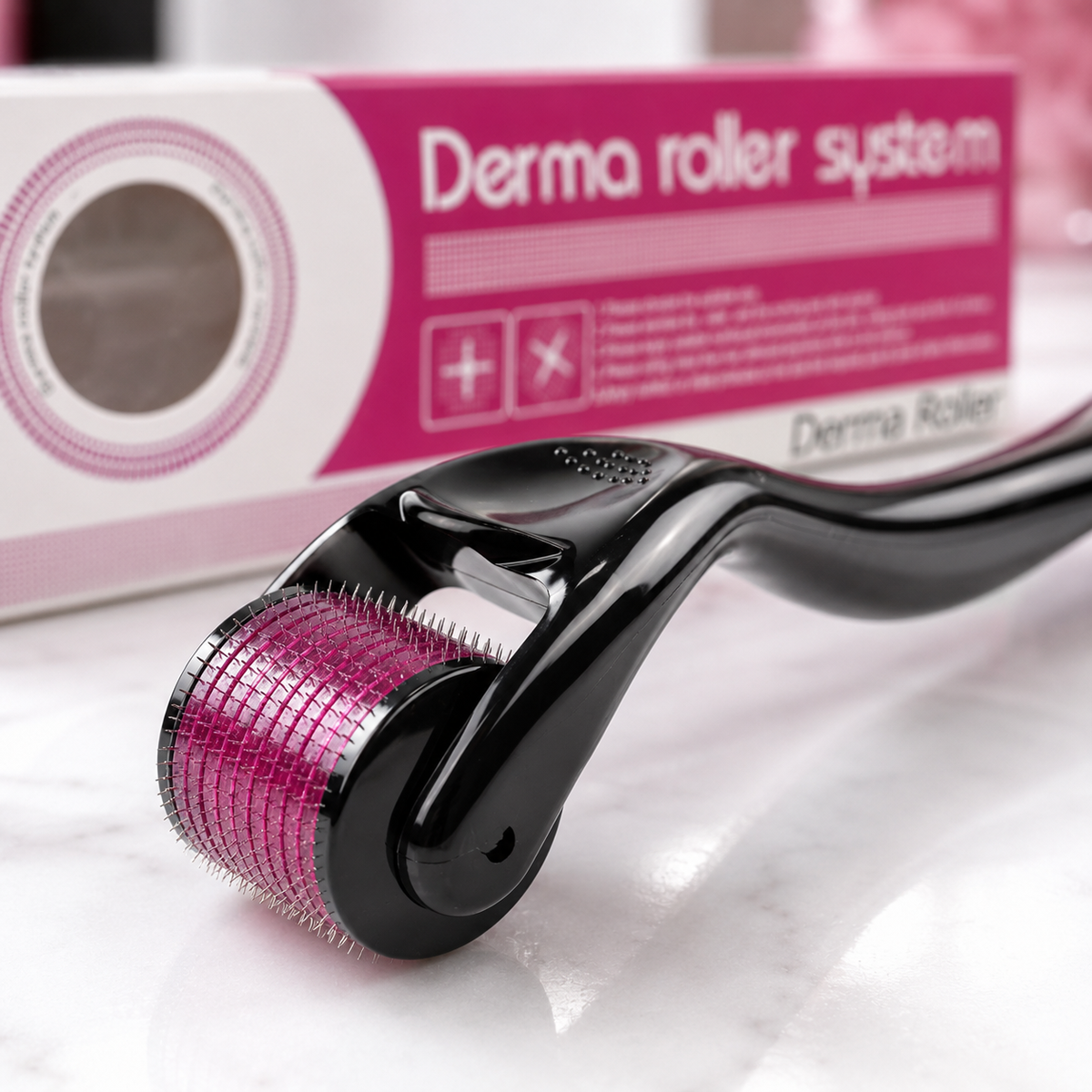 Titanium Needles Derma Roller 0.5mm – Skincare & Beauty Tool with Protective Box