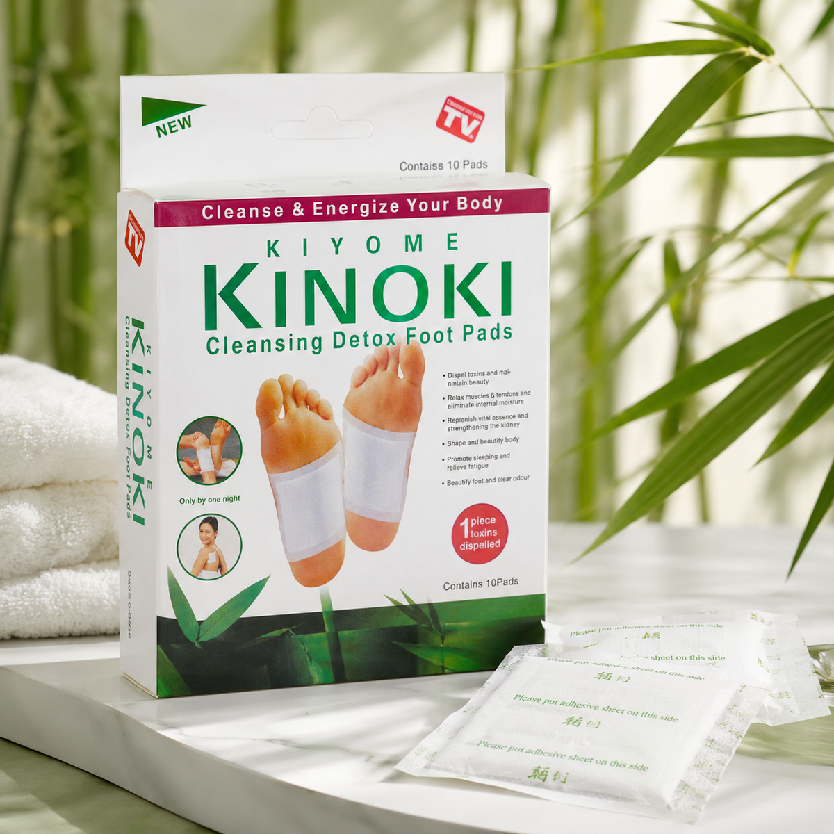 Kinoki Bamboo Vinegar Foot Patches – Relaxing Foot Pads | 10 Pads Pack