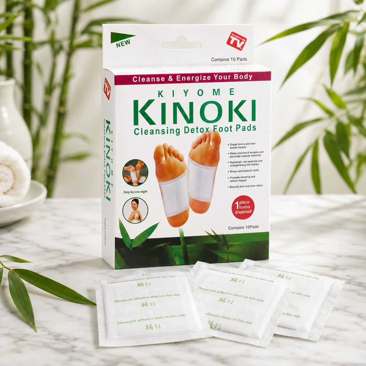 Kinoki Bamboo Vinegar Foot Patches – Relaxing Foot Pads | 10 Pads Pack