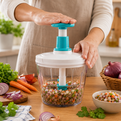 1.5L Push Chopper – Manual Hand Press Food Chopper for Kitchen | Multipurpose Vegetable & Food Cutter