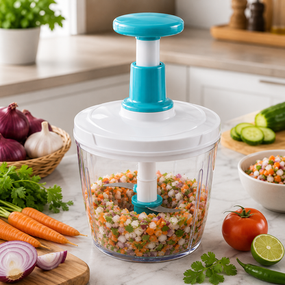 1.5L Push Chopper – Manual Hand Press Food Chopper for Kitchen | Multipurpose Vegetable & Food Cutter