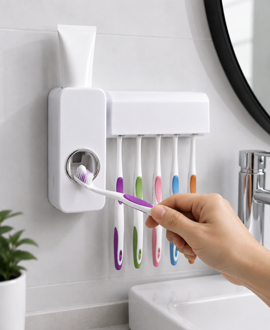 Automatic Toothpaste Dispenser with 5 Toothbrush Holder