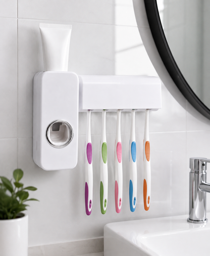 Automatic Toothpaste Dispenser with 5 Toothbrush Holder
