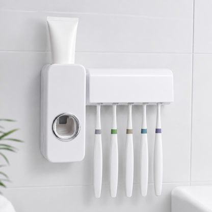 Automatic Toothpaste Dispenser with 5 Toothbrush Holder