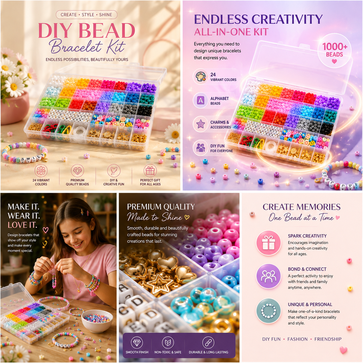 4000PCS Pony Beads Friendship Bracelet Making Kit
