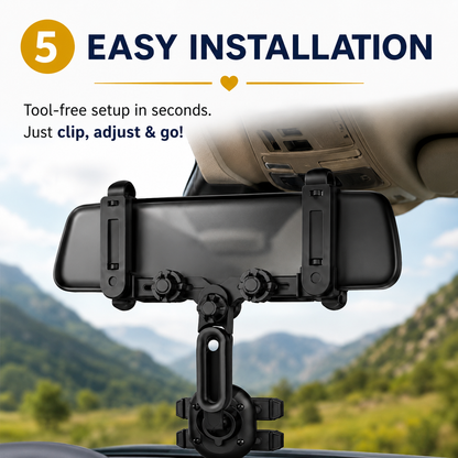 360° Dashboard Car Phone Holder – ABS Mobile Mount for Dashboard, Sun Visor & Rear View Mirror