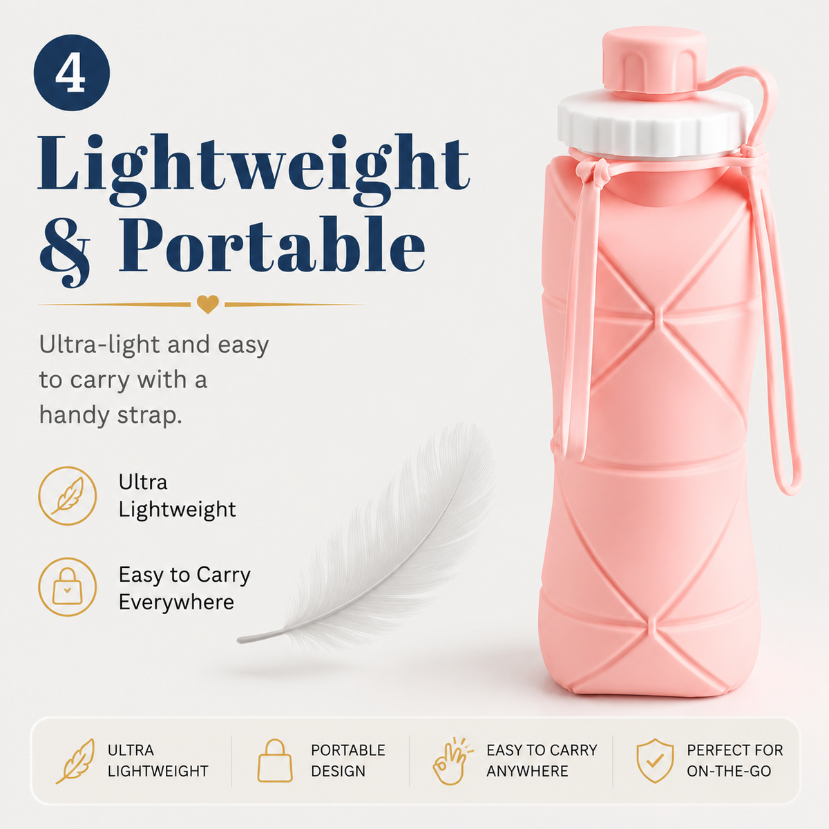 600ml Silicone Foldable Water Bottle – Portable Collapsible Travel Bottle (Random Color)