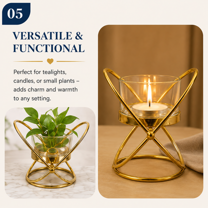Elegant Black Metal Candle Holder – Decorative Candle Stand for Home & Table Décor (9 × 8 × 11cm)