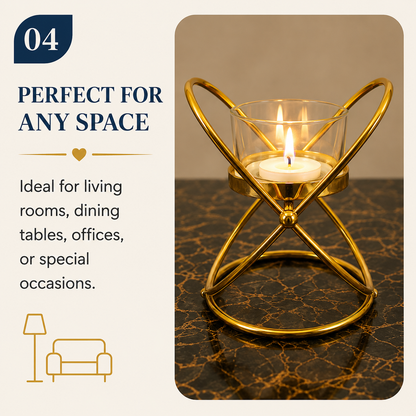 Elegant Black Metal Candle Holder – Decorative Candle Stand for Home & Table Décor (9 × 8 × 11cm)
