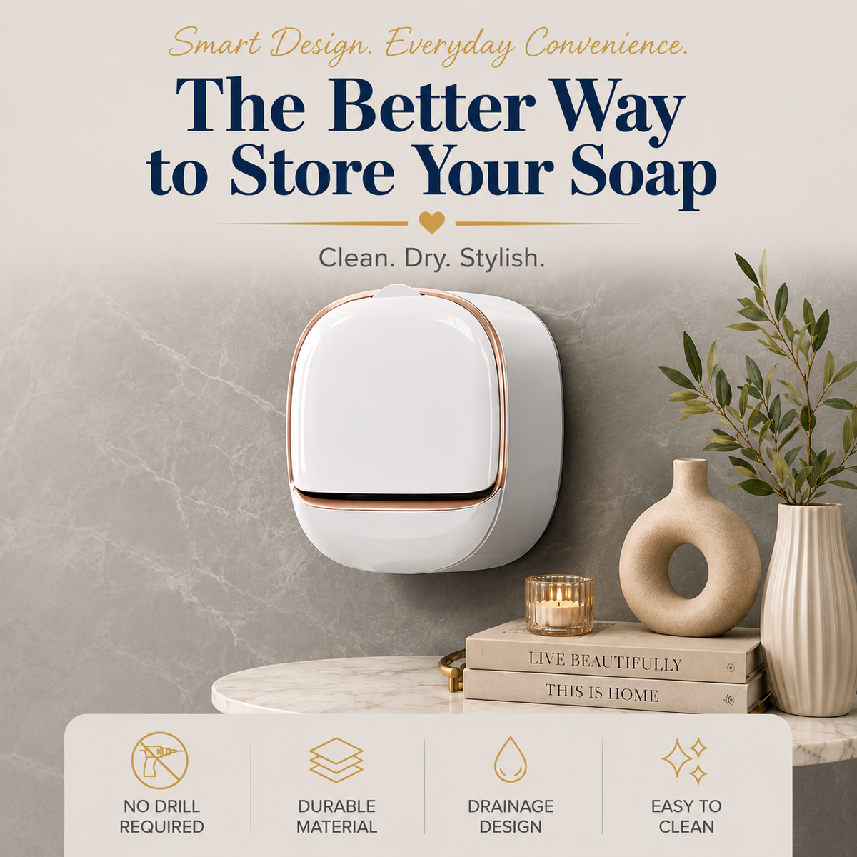 Wall Mounted Soap Holder – Punch-Free Self-Draining Soap Box for Bathroom & Kitchen (Random Color)