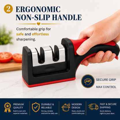 3-Stage Professional Knife Sharpener – Manual Kitchen Knife Sharpening Tool for Home & Chef Use