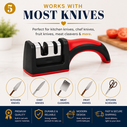3-Stage Professional Knife Sharpener – Manual Kitchen Knife Sharpening Tool for Home & Chef Use
