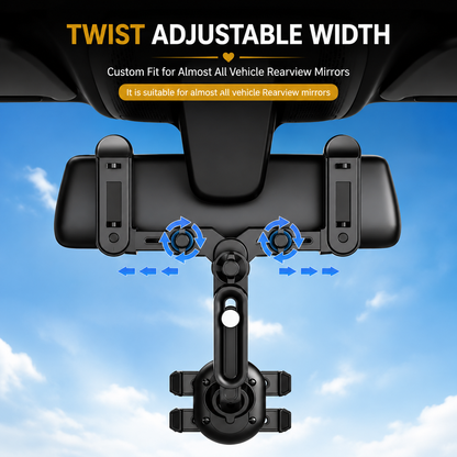 360° Dashboard Car Phone Holder – ABS Mobile Mount for Dashboard, Sun Visor & Rear View Mirror