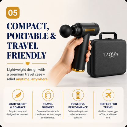 Professional Smart Percussion Massage Gun – Deep Tissue Muscle Massager with 4 Interchangeable Massage Heads