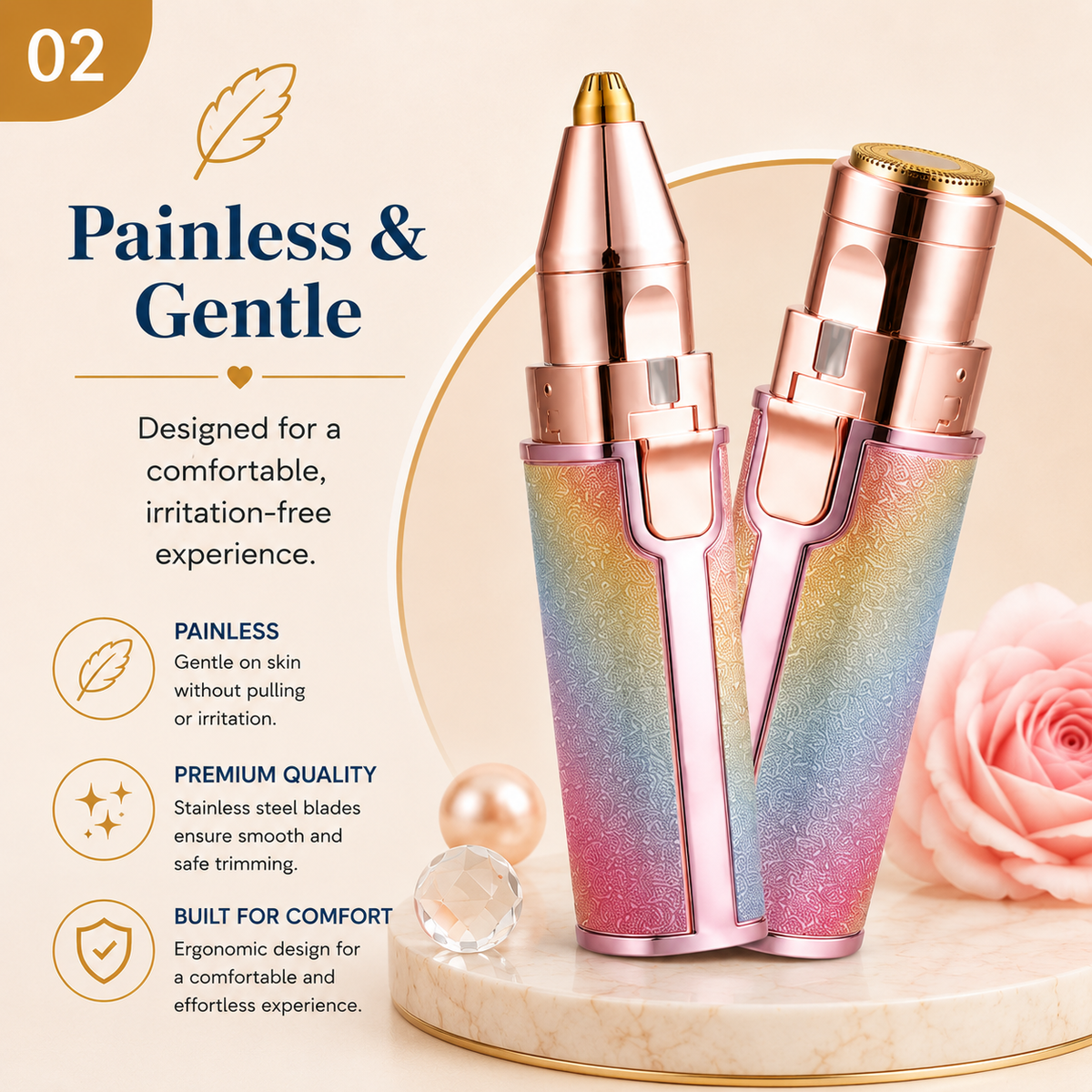 2-in-1 Flawless Eyebrow Trimmer for Women – USB Rechargeable Eyebrow & Upper Lip Hair Remover with Cleaning Brush
