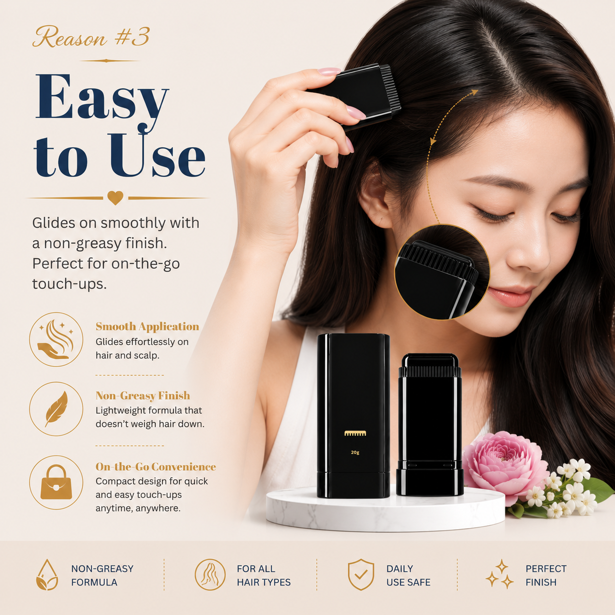 Water & Sweat Proof Hair Comb Dye – Long Lasting Hair Coloring Comb for Instant Grey Hair Coverage