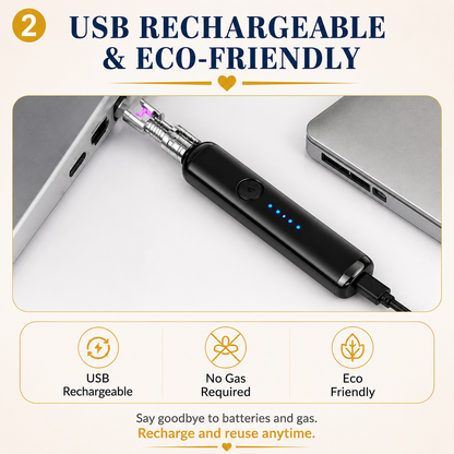 360° USB Rechargeable Electric Arc Lighter – Windproof Flexible Neck Kitchen & BBQ Lighter with Safety Lock (Random Color)