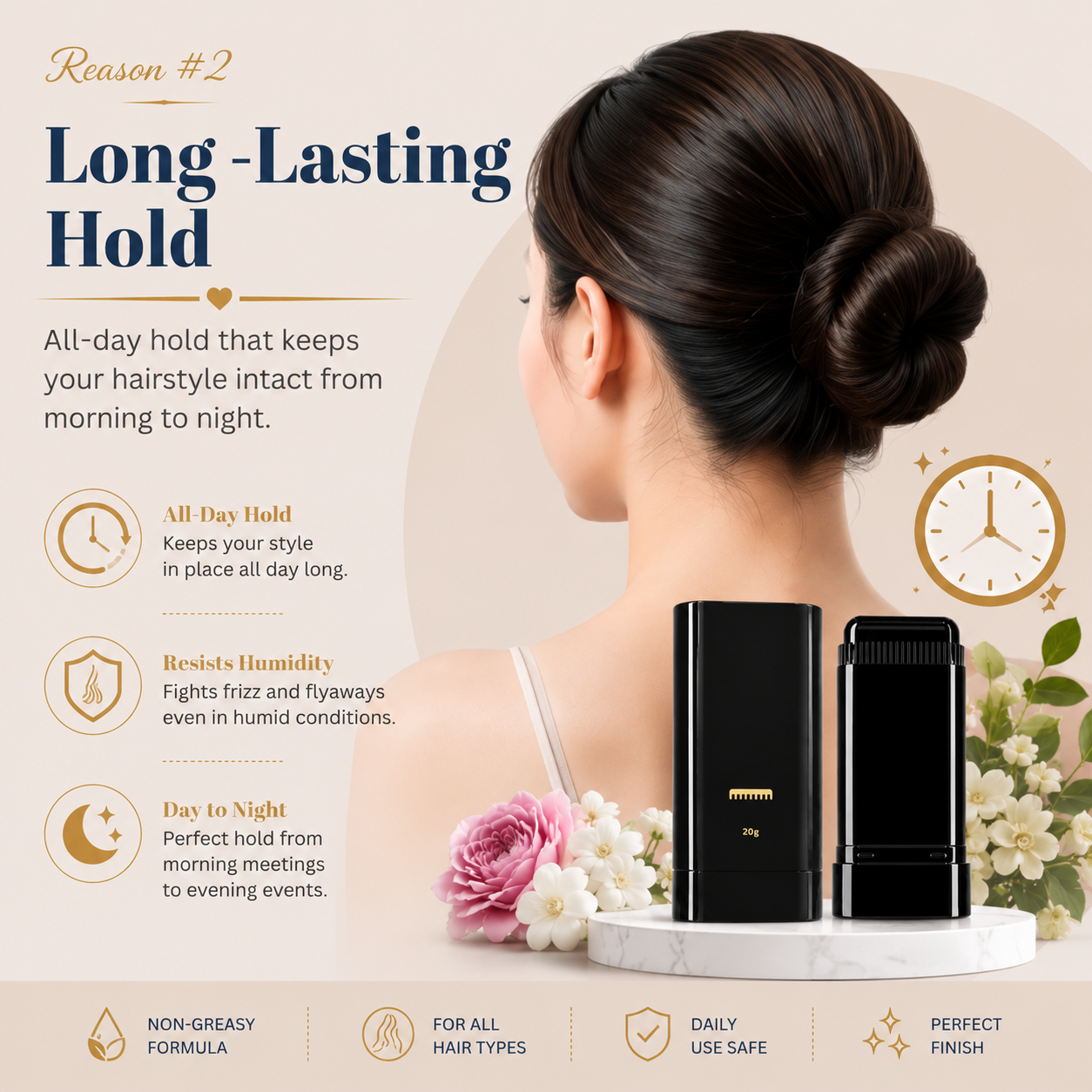 Water & Sweat Proof Hair Comb Dye – Long Lasting Hair Coloring Comb for Instant Grey Hair Coverage
