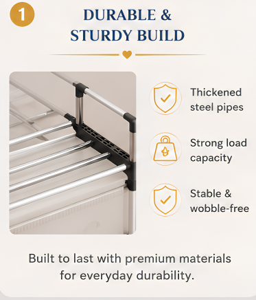 5 Layer Stainless Steel Shoe Rack – Space Saving Multi-Tier Shoe Organizer for Home