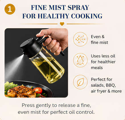2-in-1 Oil Sprayer Bottle for Kitchen – Spray & Pour Oil Dispenser for Cooking, Baking, Air Frying & BBQ