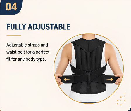 Adjustable Magnetic Posture Corrector Back Brace Support Belt – Upper Back & Shoulder Support (Standard Size)