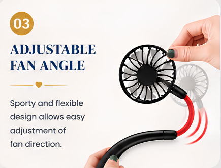 Mini USB Rechargeable Neck Fan – Portable Personal Cooling Fan with 3 Speed Modes & 7-Blade Design (Random Color)