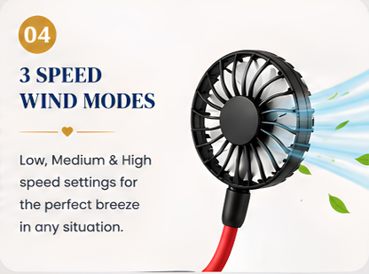 Mini USB Rechargeable Neck Fan – Portable Personal Cooling Fan with 3 Speed Modes & 7-Blade Design (Random Color)