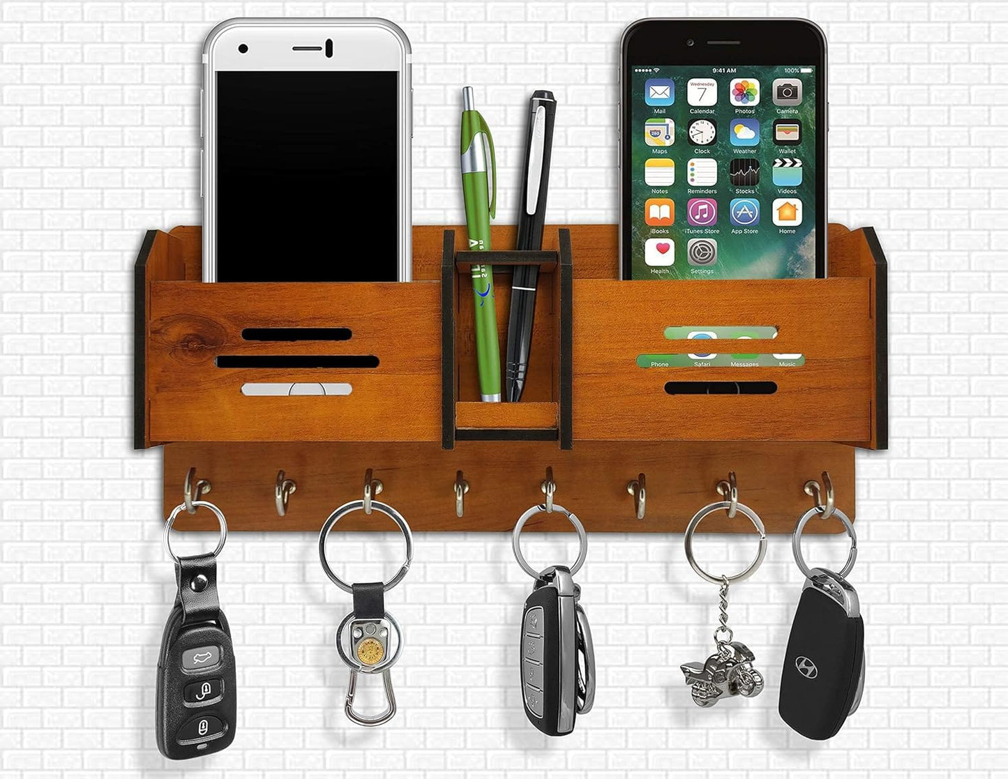 Multipurpose Wooden Key Holder Wall Hanging | Decorative Key Rack for Home & Office