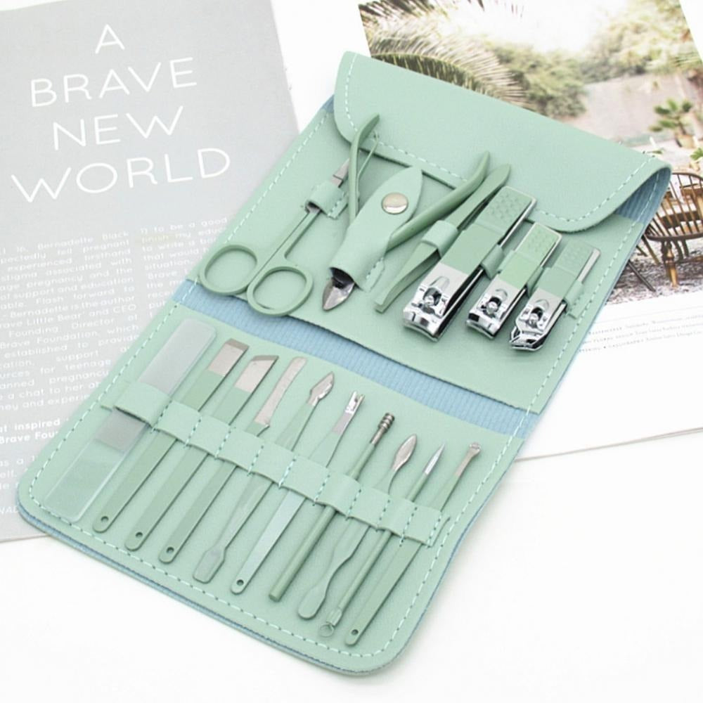 16-in-1 Stainless Steel Manicure & Pedicure Nail Care Kit | Nail Clipper Set with Ear Spoon (Random Color)