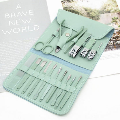 16-in-1 Stainless Steel Manicure & Pedicure Nail Care Kit | Nail Clipper Set with Ear Spoon (Random Color)