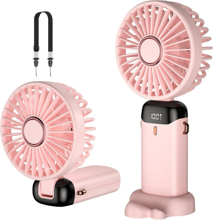 Digital Display 5-in-1 Portable Mini Fan | USB-C Rechargeable Handheld Fan (Random Color)