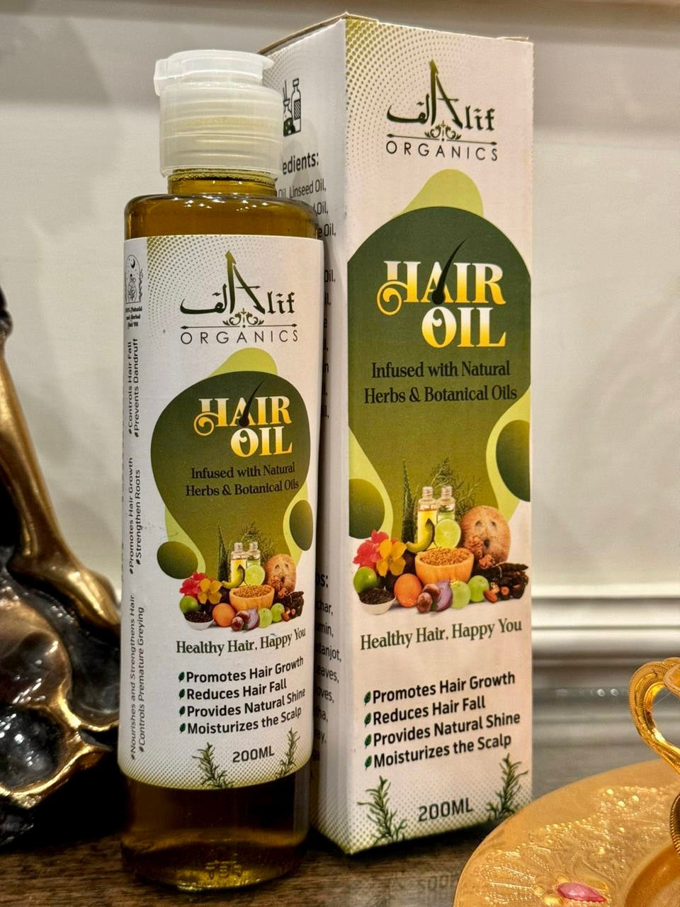 Alif Organics Natural Hair Oil 200ML | Herbal Hair Growth Oil for Hair Fall Control