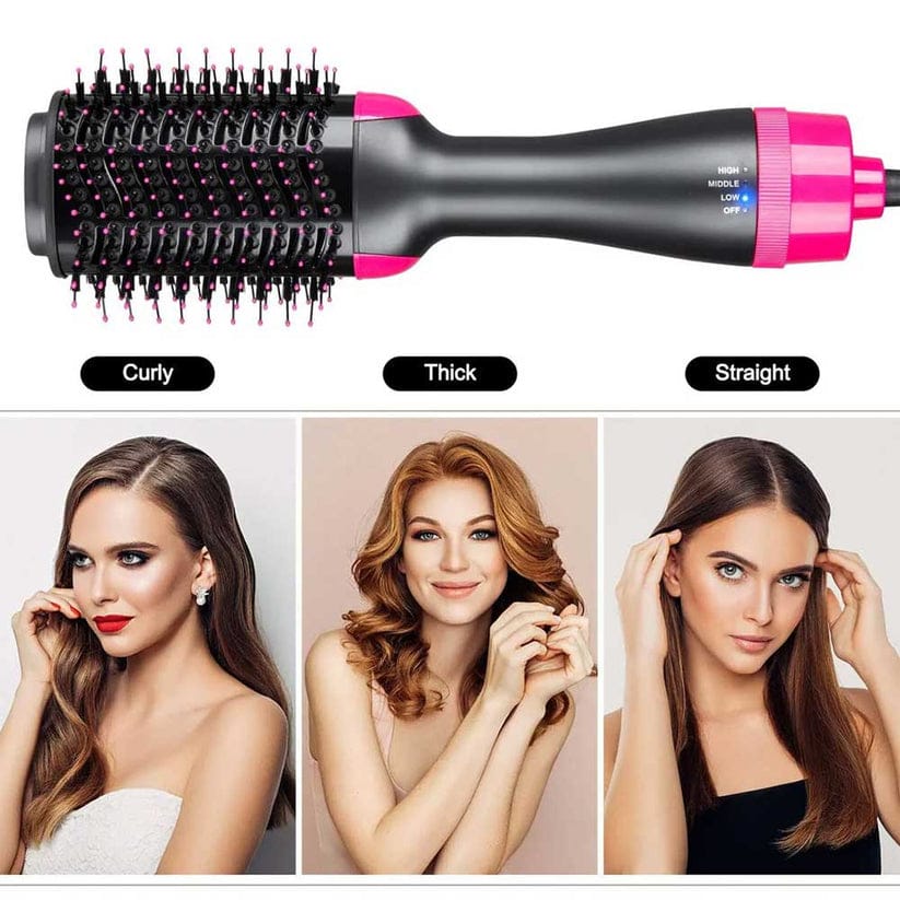 4-in-1 One Step Hot Air Brush | Hair Dryer, Straightener, Curler & Volumizer for Salon-Style Hair