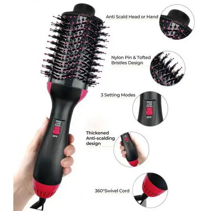4-in-1 One Step Hot Air Brush | Hair Dryer, Straightener, Curler & Volumizer for Salon-Style Hair