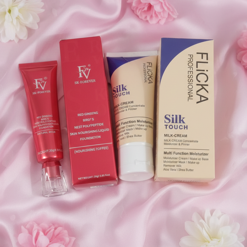 Flicka 2-in-1 Makeup Combo | Primer 60g & Foundation 30g for Smooth Flawless Finish