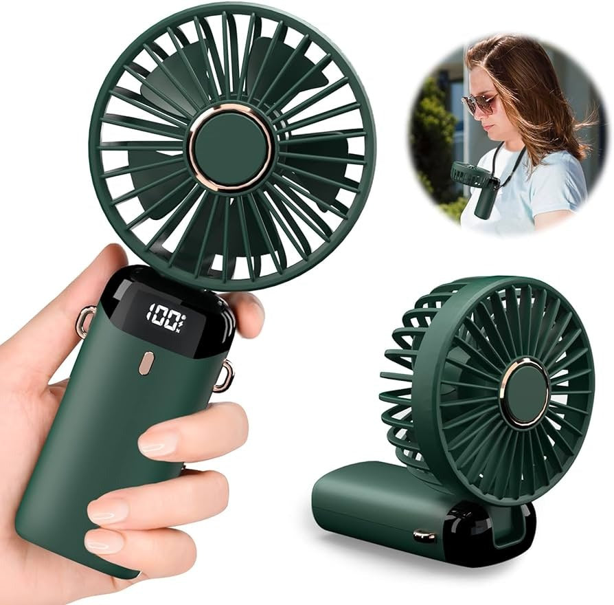 Digital Display 5-in-1 Portable Mini Fan | USB-C Rechargeable Handheld Fan (Random Color)