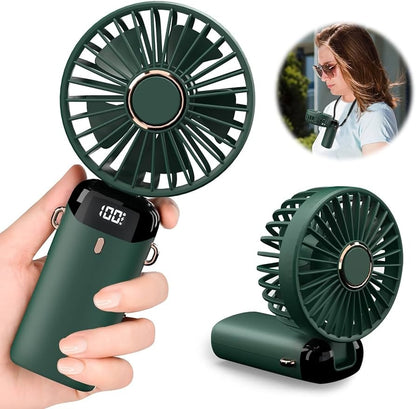 Digital Display 5-in-1 Portable Mini Fan | USB-C Rechargeable Handheld Fan (Random Color)