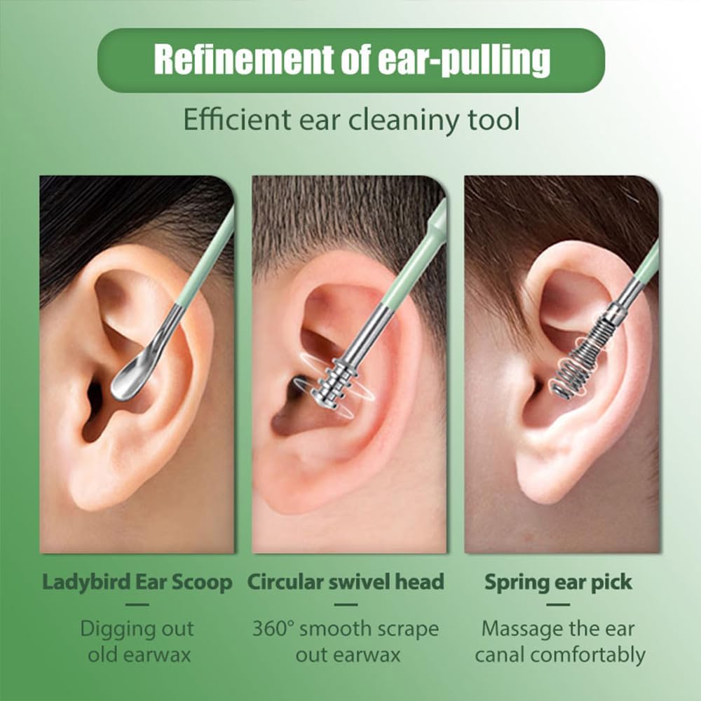 Professional Ear Cleaner Kit with PU Leather Case | Stainless Steel Earwax Removal Tools